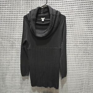 VTG Wool Tunic Sweater Dress SzS Cowl 90s Y2K Soft Romantic Empire Waist Cozy